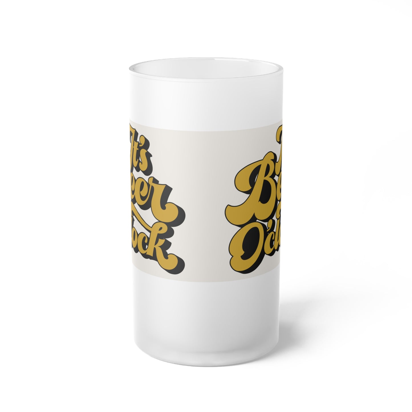 Frosted Glass Beer Mug - Beer O'Clock