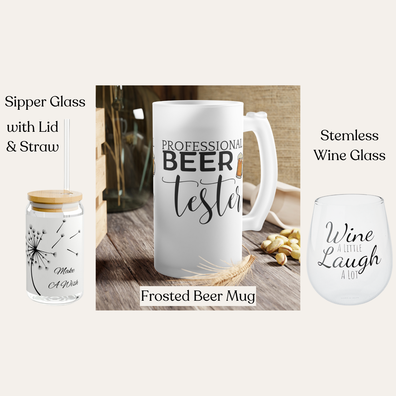 Glassware Frosted Beer Mugs, Wine Glasses