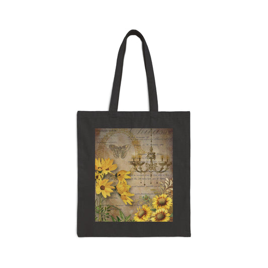 Tote Bag Cotton Canvas Bag - Sunflowers/Butterfly