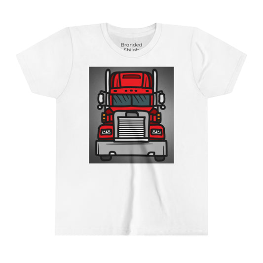 Boy's Youth Short Sleeve Tee - Red Big Rig/White