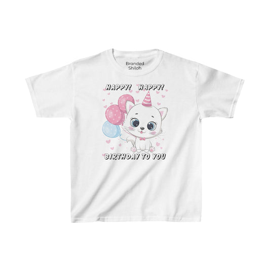 Girl's Heavy Cotton™ Tee - Happy Birthday