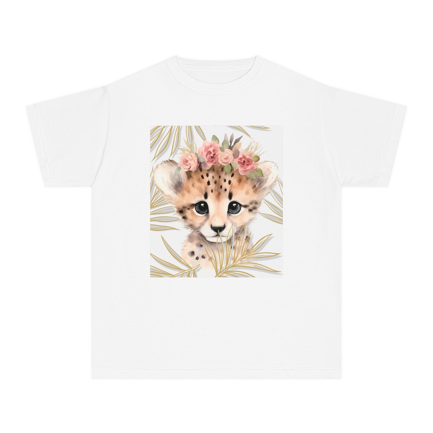 Girl's Youth Midweight Tee - Cub with Floral