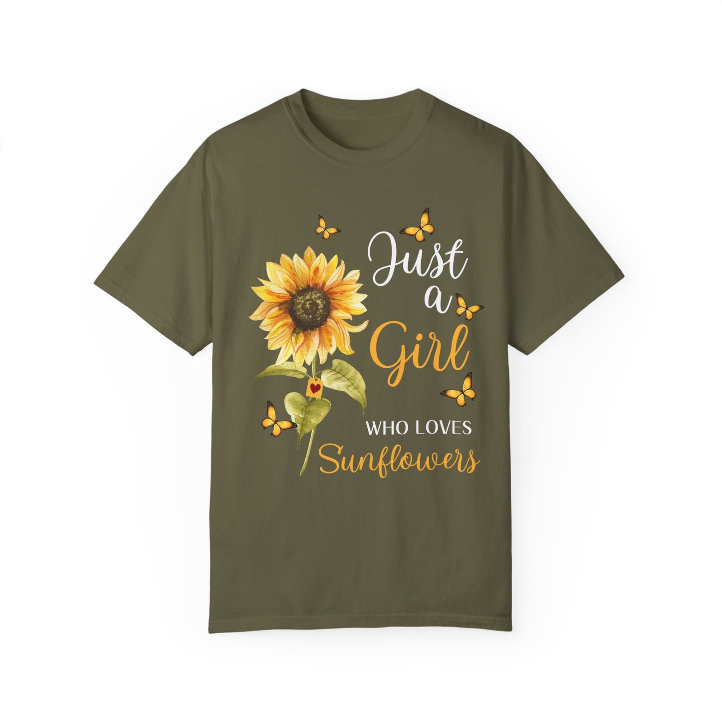 Women's Garment-Dyed T-shirt - Girl who loves Sunflowers