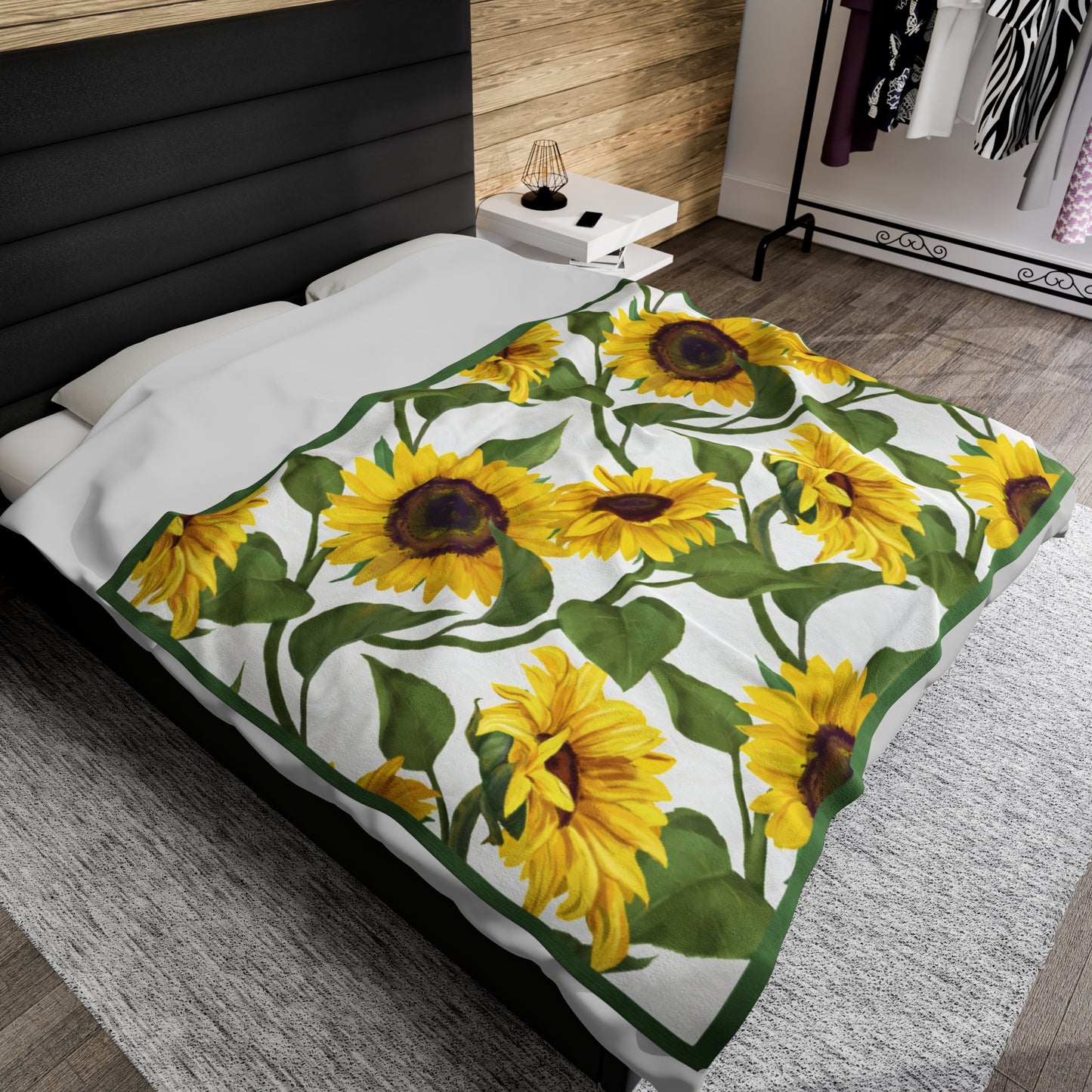 Velveteen Plush Blanket - Sunflowers