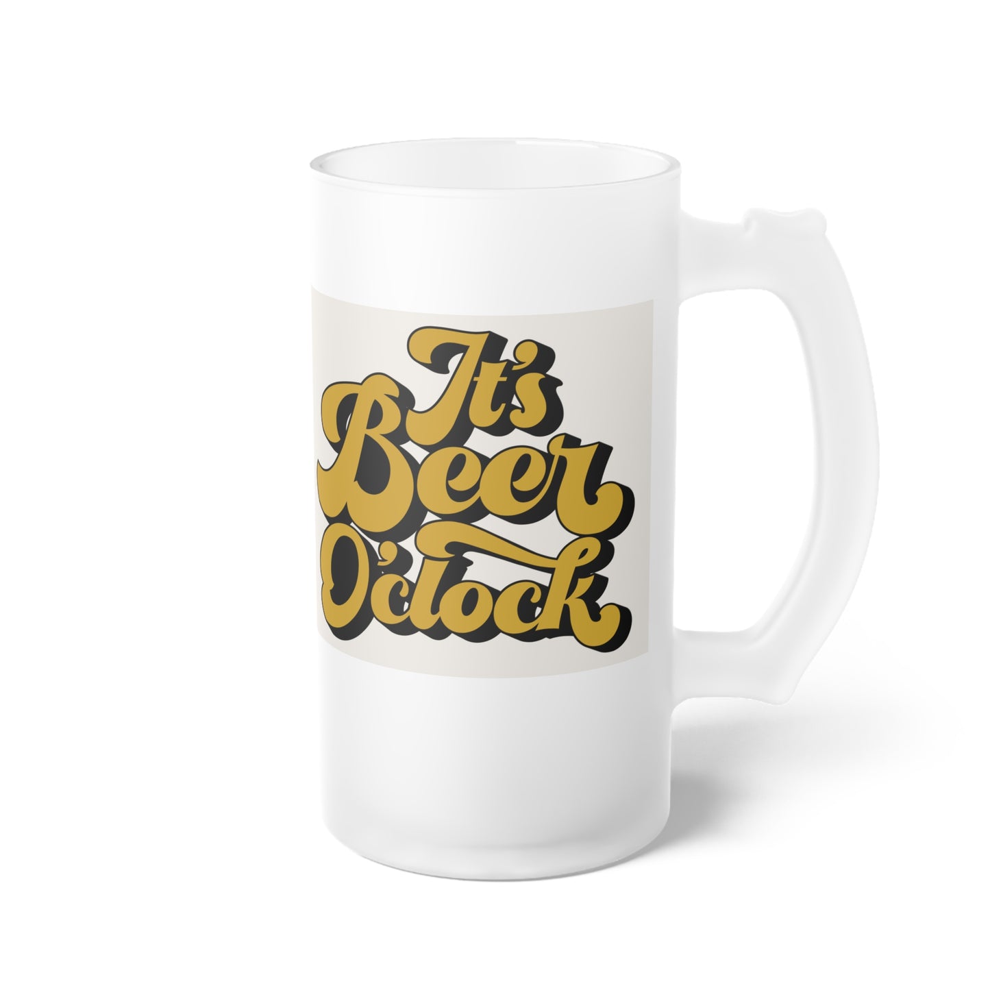 Frosted Glass Beer Mug - Beer O'Clock