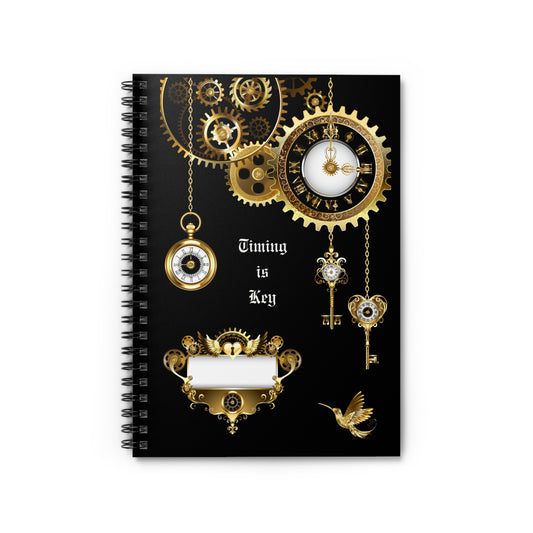 Spiral Notebook - Timing is Key/Black