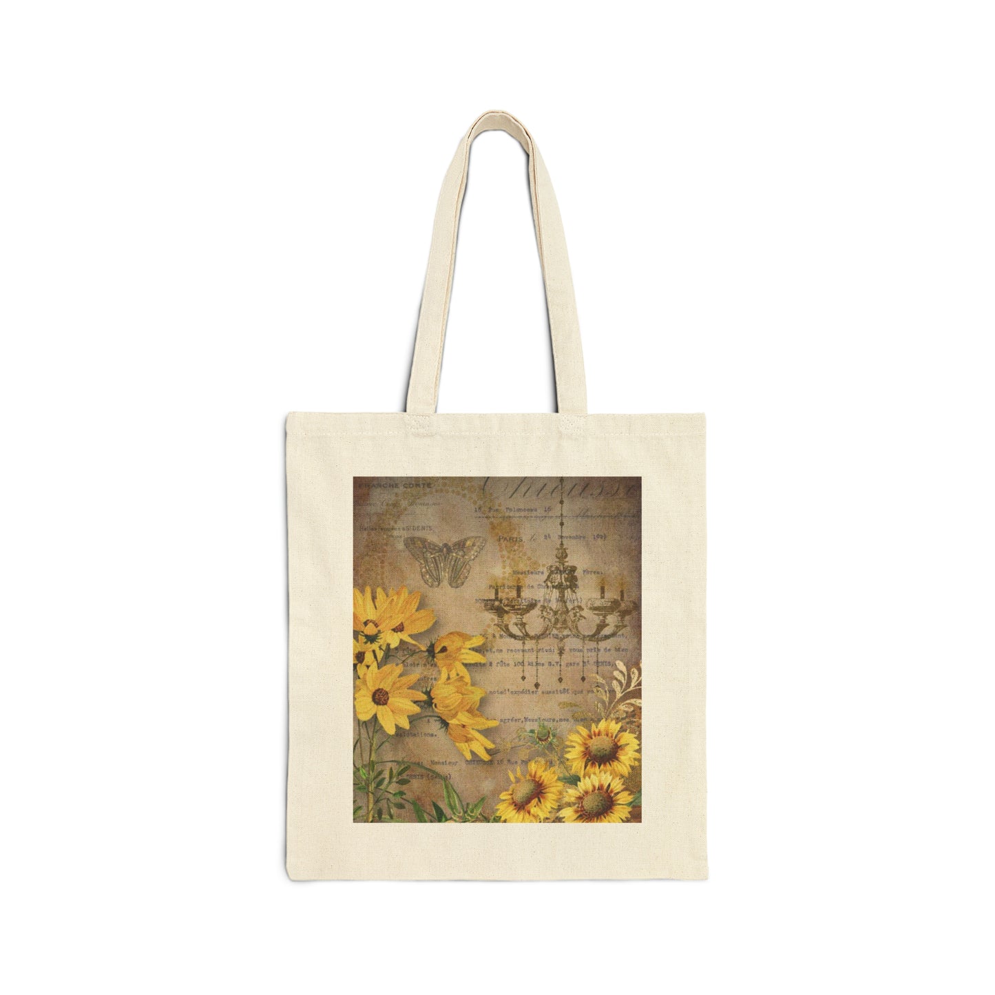 Tote Bag Cotton Canvas Bag - Sunflowers/Butterfly