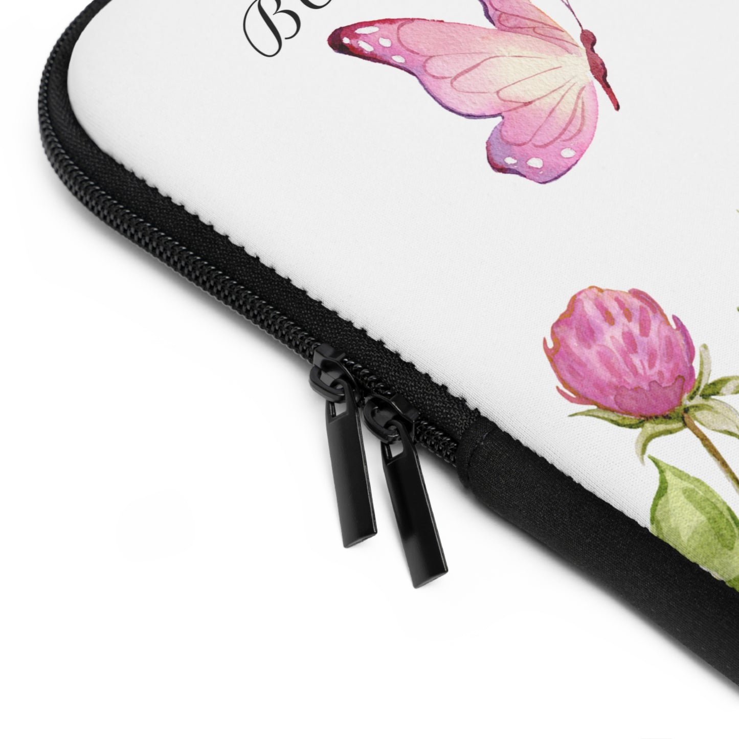 Laptop Sleeve - Pink Flowers with Butterfly