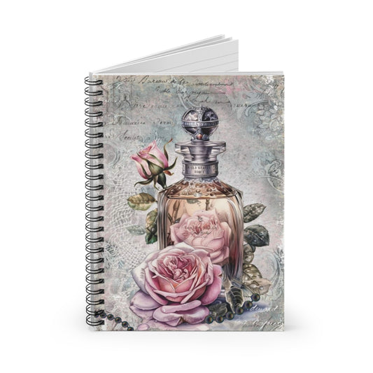 Spiral Notebook - Vintage Bottle with  Rose