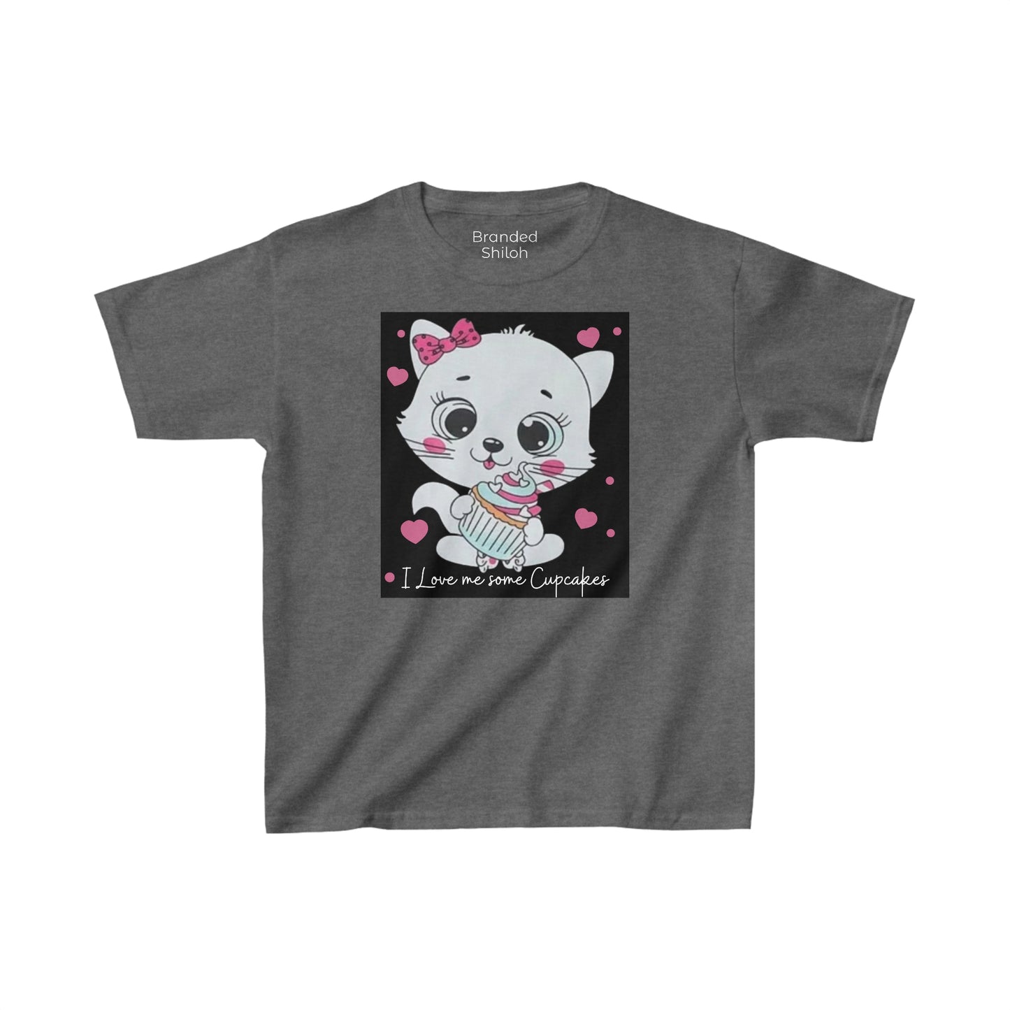 Girl's Heavy Cotton™ Tee - Love Cupcakes/Black