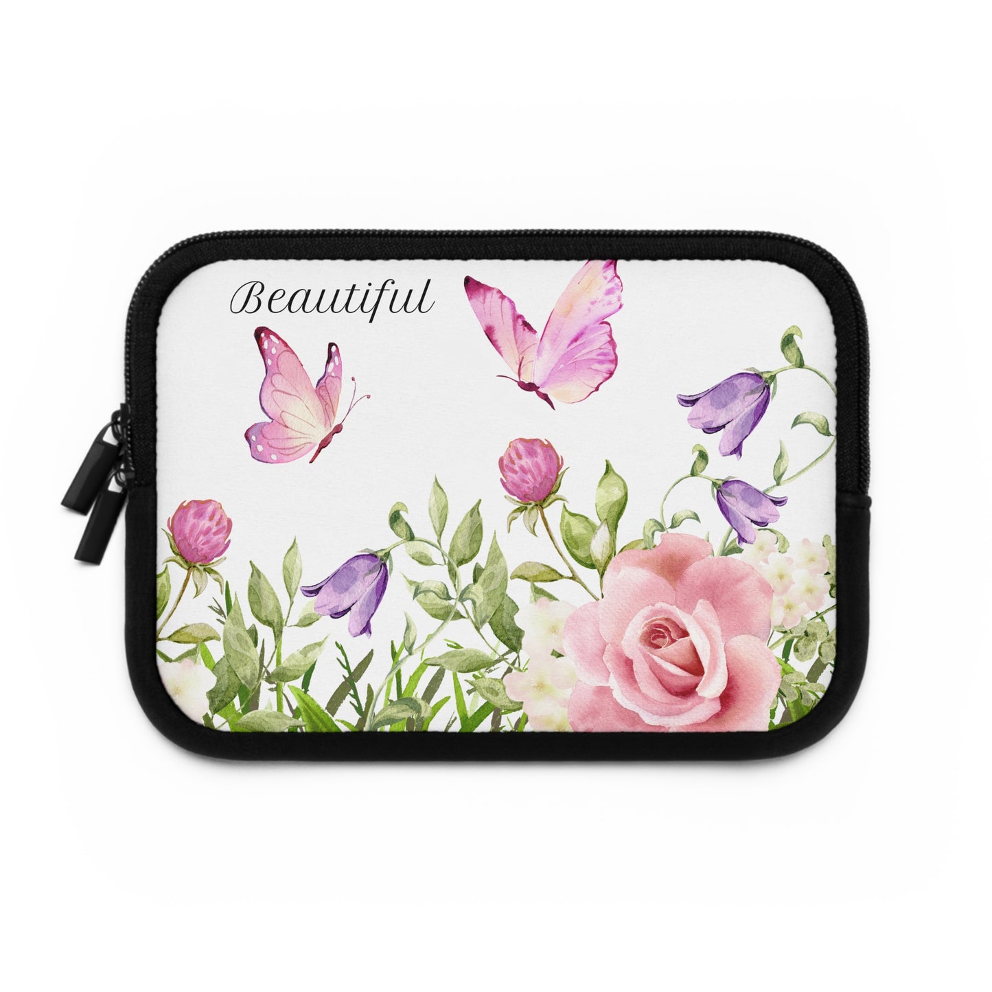 Laptop Sleeve - Pink Flowers with Butterfly