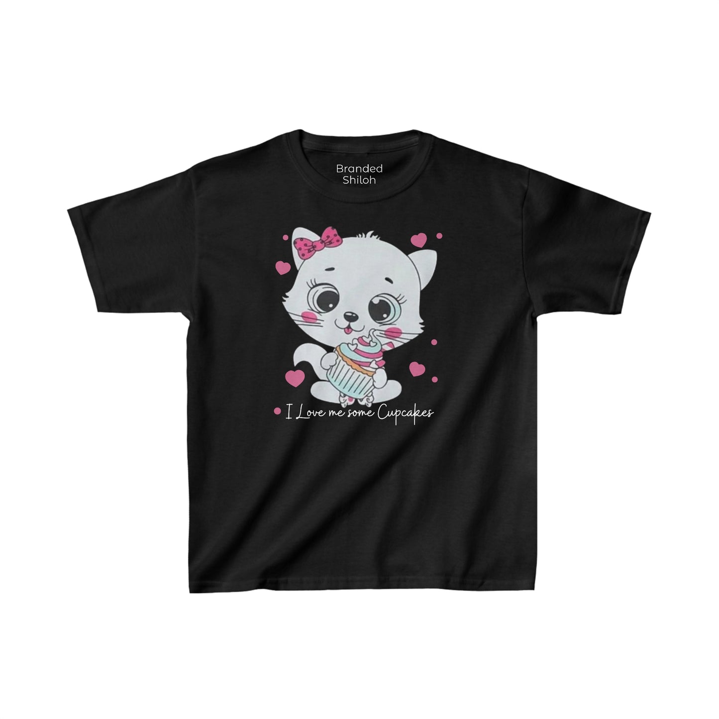 Girl's Heavy Cotton™ Tee - Love Cupcakes/Black