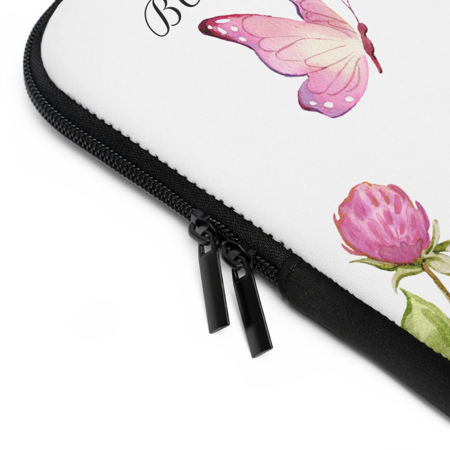 Laptop Sleeve - Pink Flowers with Butterfly