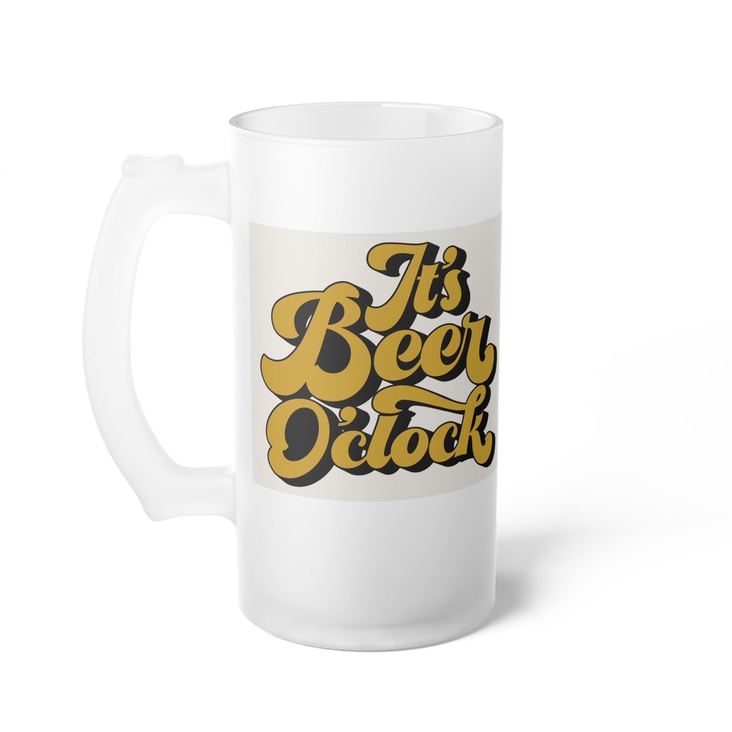 Frosted Glass Beer Mug - Beer O'Clock