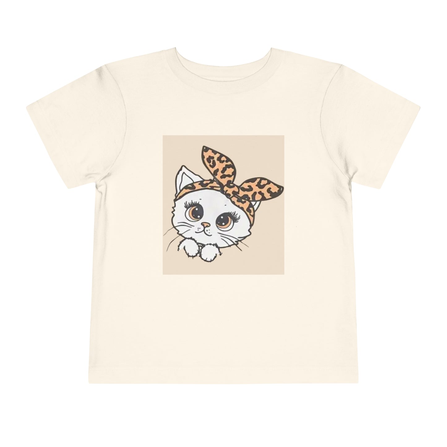 Girl's Toddler Short Sleeve Tee - Kitty Leopard Bow