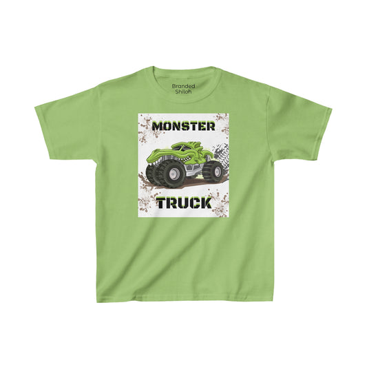 Boy's Heavy Cotton™ Tee - Green Monster Truck