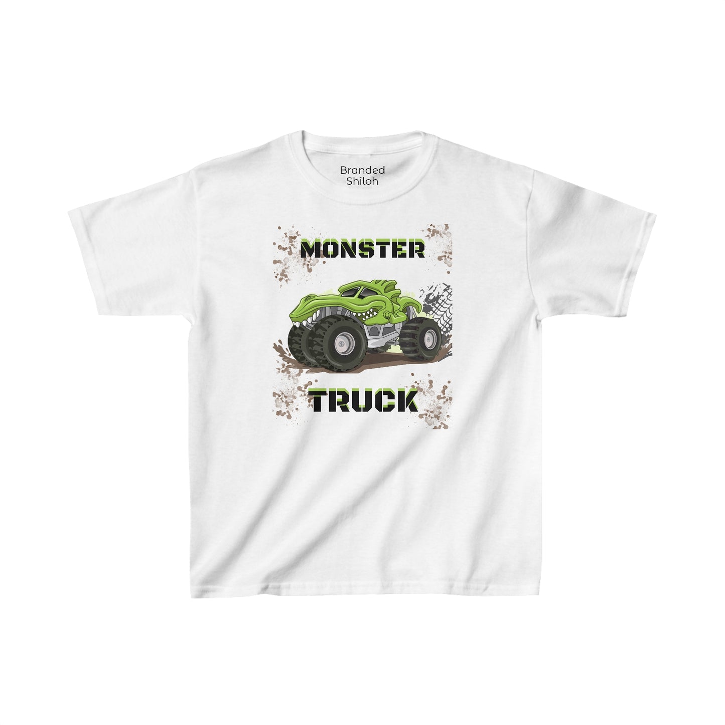 Boy's Heavy Cotton™ Tee - Green Monster Truck