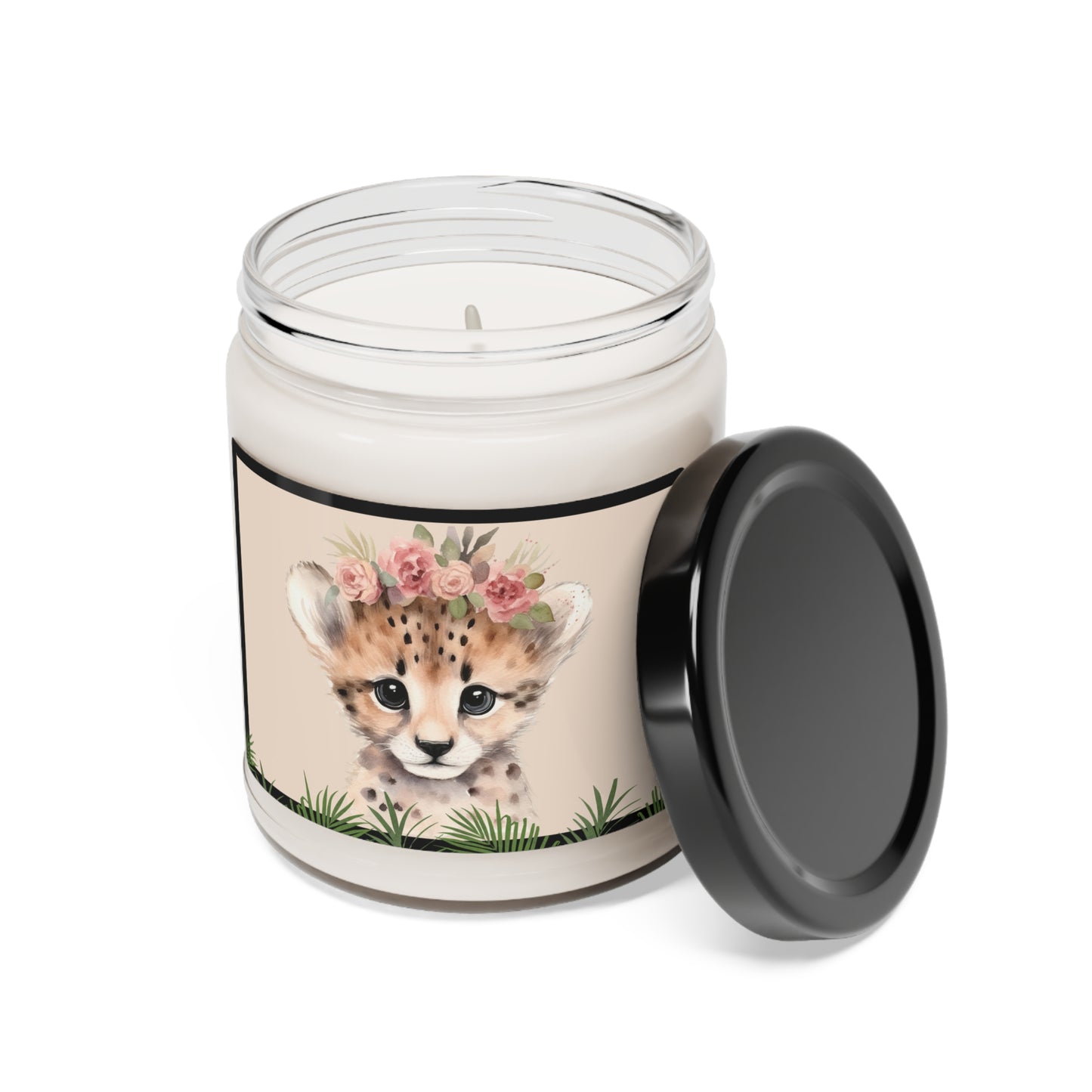 Scented Soy Candle, 9oz - Cub with Flowers