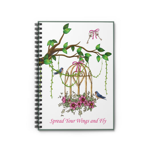 Spiral Notebook - Spread Your Wings and Fly/Green border